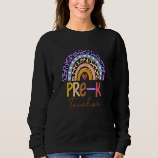 Frauen Pre K Teacher Niedlich Boho Rainbow Leopard Sweatshirt