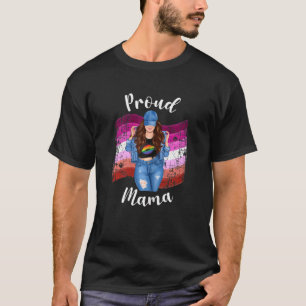 Frauen Proud Mama Lesbian Pride Lgbtq Brünette Mam T-Shirt