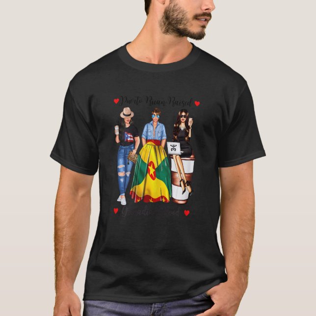 Frauen Proud Puerto Rico Grenadierische Roots Gren T-Shirt (Vorderseite)
