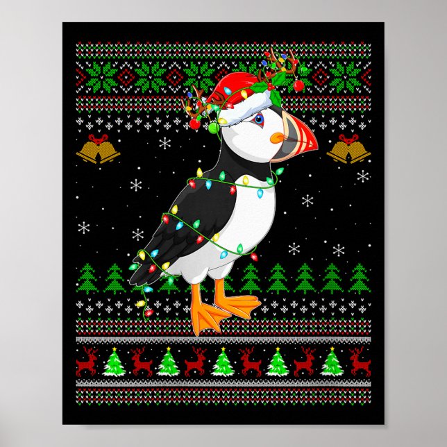 Frauen Puffin Vogel hässliche Weihnachtspullover U Poster (Vorne)