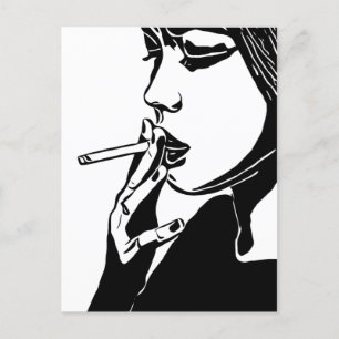 Frauen rauchen Abstrakte Schwarz-Weiß-Kunst Postkarte