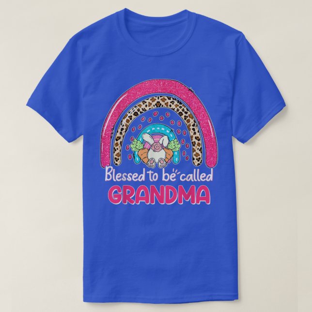 Frauen Regenbogen, der als Oma Bunny E gesegnet wi T-Shirt (Design vorne)