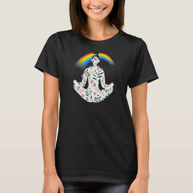 Frauen Regenbogen Grau Yoga 8 T-Shirt (Vorderseite)