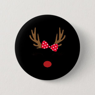 Frauen Rentier Gesicht Glas Leopard Weihnachts Kos Button