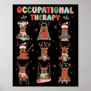 Frauen Retro-Berufskrankentherapie Weihnachtsredee Poster