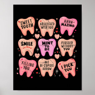 Frauen Retro Dental Zahn Valentinstag Süßigkeiten  Poster