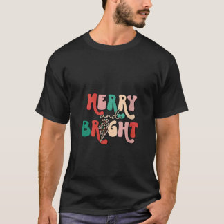 Frauen Retro Groovy fröhliche und helle Leopardenl T-Shirt