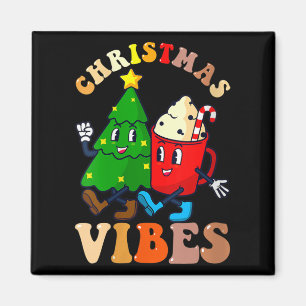 Frauen Retro Groovy Weihnachts Stimmung Süßer Tann Magnet