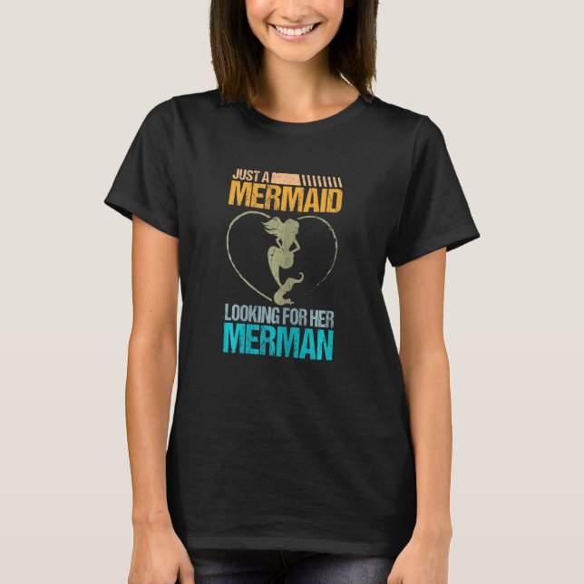 Frauen Retro nur eine Meerjungfrau auf der Suche n T-Shirt (Vorderseite)