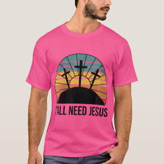 Frauen Retro Yall brauchen Jesus Christlich Cross T-Shirt