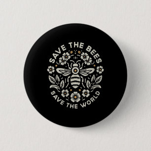 Frauen Rettete die Bienen die Welt-Blütenbiene V Button
