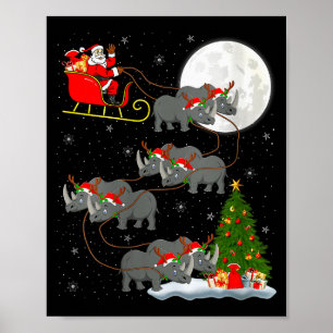 Frauen-Rhino-Santa-Schlitten-Flug-Funny-Magisches Poster