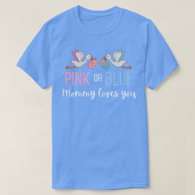 Frauen Rosa oder Blaues Baby Geschlecht offenbaren T-Shirt (Design vorne)