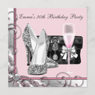 Frauen Rosa Party Einladungen am 30. Geburtstag