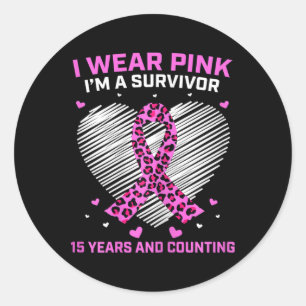 Frauen Rosa Ribbon 15 Jahre Brustkrebserkrankung Runder Aufkleber