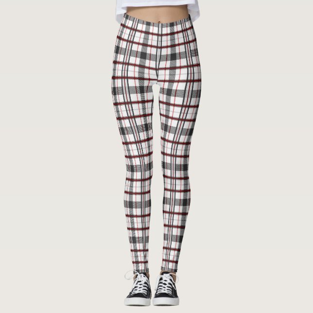 Frauen Rote/Schwarz-/weißekarierte Leggings (Vorderseite)