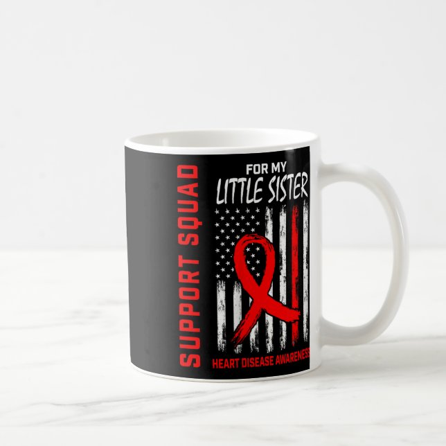 Frauen Roter Little Schwester Herzerkrankung Bewus Kaffeetasse (Rechts)