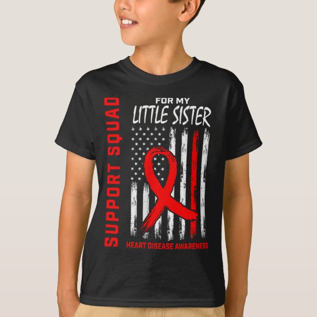 Frauen Roter Little Schwester Herzerkrankung Bewus T-Shirt (Vorderseite)