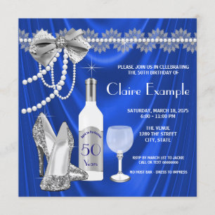 Frauen Royal Blue und Silver Aged to Perfection Einladung
