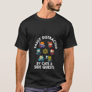 Frauen-RPG-Gamer-Katzen-Nebenquestor lustiger Nerd T-Shirt