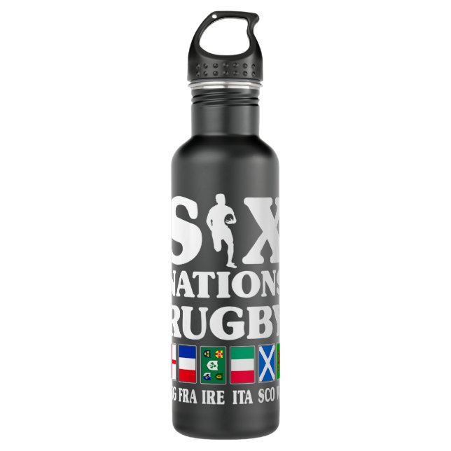 Frauen Rugby 6 Nationen England Frankreich Irland  Edelstahlflasche (Vorderseite)