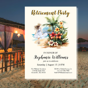 Frauen-Ruhestands-Strand-Aloha-Blumen-Party Einladung