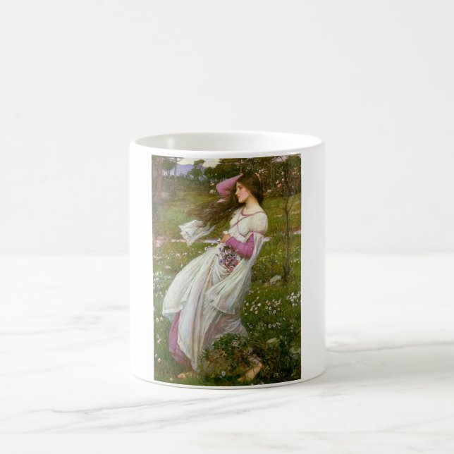 Frauen sammeln Blume im Wind Kaffeetasse (Mittel)