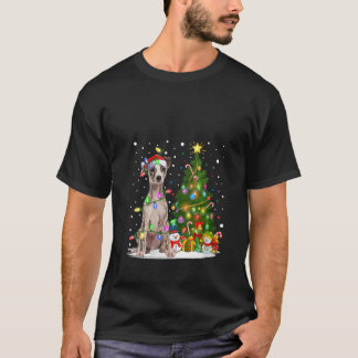 Frauen Santa Whippet Hund Weihnachtsbaum Beleuchtu T-Shirt