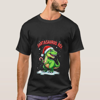 Frauen Santasaurus Rex Lustiger Dinosaurier Weihna T-Shirt