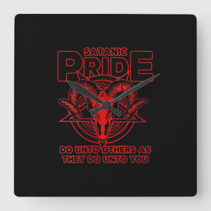 Frauen Satanic Pride Satanismus Pagan Ziege Satan Quadratische Wanduhr