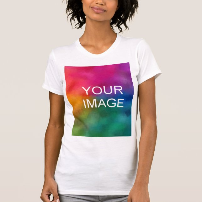 Frauen schlankes T-Shirt Ihr Foto hier elegant wei (Vorderseite)