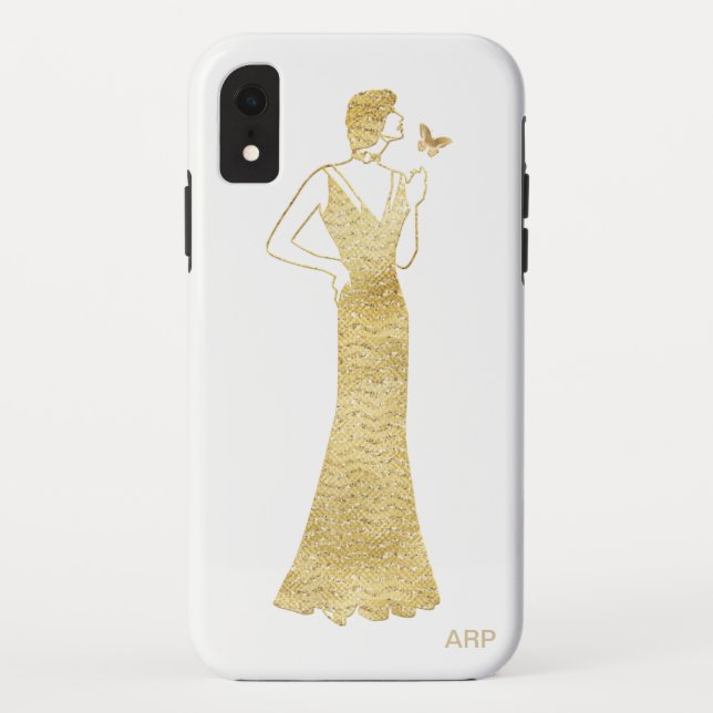 *~* Frauen-Schmetterlings-Kunst-Deko Nouveau Case-Mate iPhone Hülle (Rückseite)