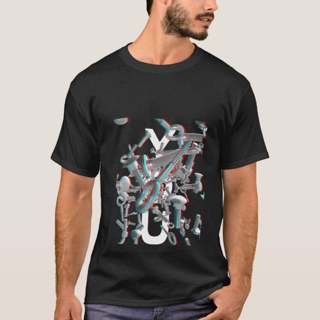 Frauen schrauben dich Stereo Red Cyan Funny Handym T-Shirt (Vorderseite)