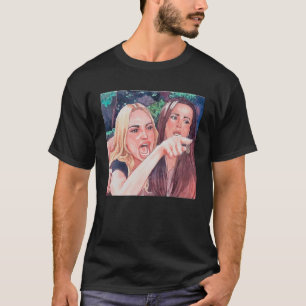 Frauen schreien beim Abendessen Katzenmeme feuchte T-Shirt