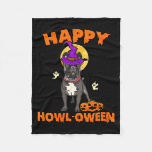 Frauen Schwarz Französische Bulldogge Hexe Kostüm Fleecedecke