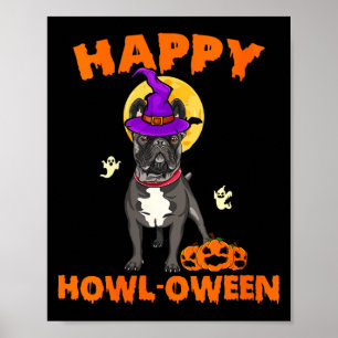 Frauen Schwarz Französische Bulldogge Hexe Kostüm Poster
