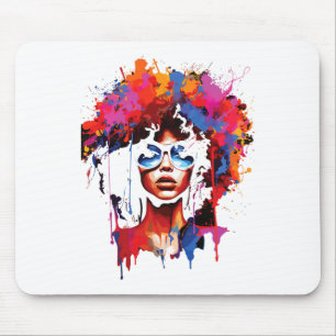 Frauen schwarze Königin treiben Afro Melanin Junet Mousepad