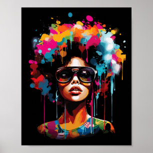 Frauen schwarze Königin treiben Afro Melanin Junet Poster