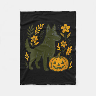 Frauen Schwarzer Deutscher Schäferhund Halloween K Fleecedecke