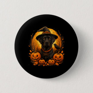 Frauen Schwarzer Lab Halloween Hexenhut Labrador H Button