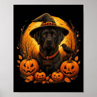 Frauen Schwarzer Lab Halloween Hexenhut Labrador H Poster