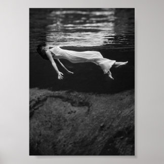 Frauen schweben unter Wasser Schwarz und Weiß Vint Poster
