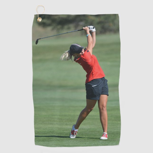 Frauen schwingen auf einem Golfplatz Golf Handtüch Golfhandtuch (Vorderseite)