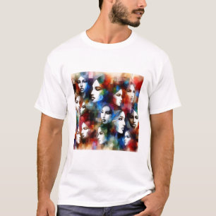 Frauen sehen sich abstrakten Aquarellfarben gegenü T-Shirt