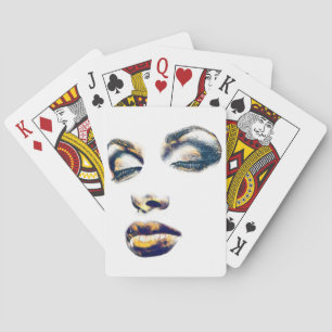 Frauen sehen sich Gold Makeup Schönheit Abstrakt P Spielkarten