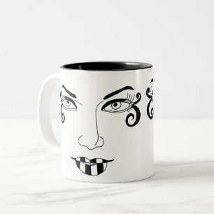 Frauen sehen sich mit Spaß konfrontiert Makeuty Ar Zweifarbige Tasse