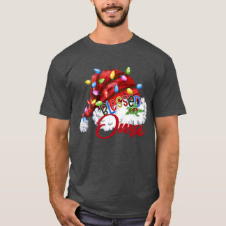 Frauen Selige Oma Weihnachtsmannmütze Xmas Light T-Shirt