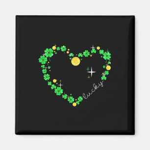 Frauen Shamrock Herz Vierblattklee Glück St. Patri Magnet