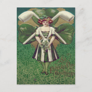 Frauen Shamrock Tonpfeife Postkarte