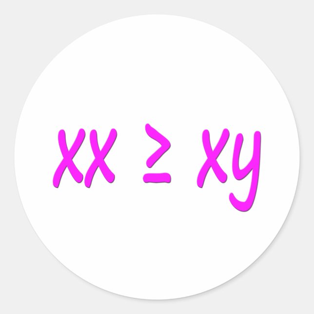 Frauen sind größer/gleich Männer - XX ≥ XY Runder Aufkleber (Vorderseite)